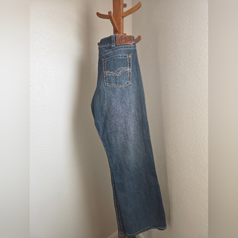Wrangler Mens Classic Blue Boot Cut Jeans With Stitching